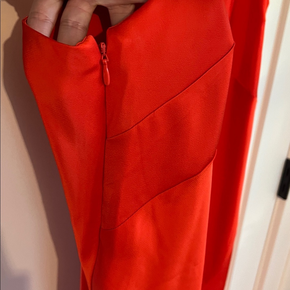 🕶️H&M Mamma Maternity Orange Red Satin Bias Cut Dress Slip L - Picture 5 of 7